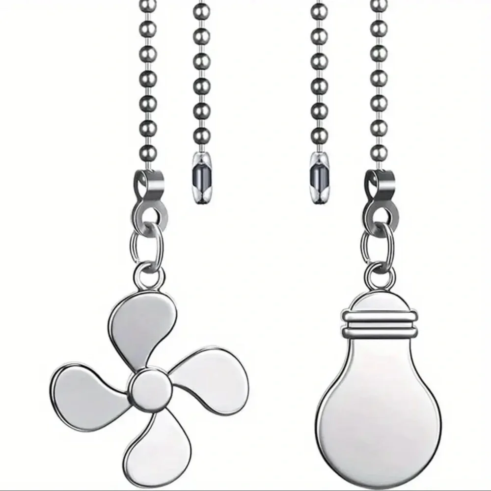 Silver Fan and Bulb Pull Chain Set